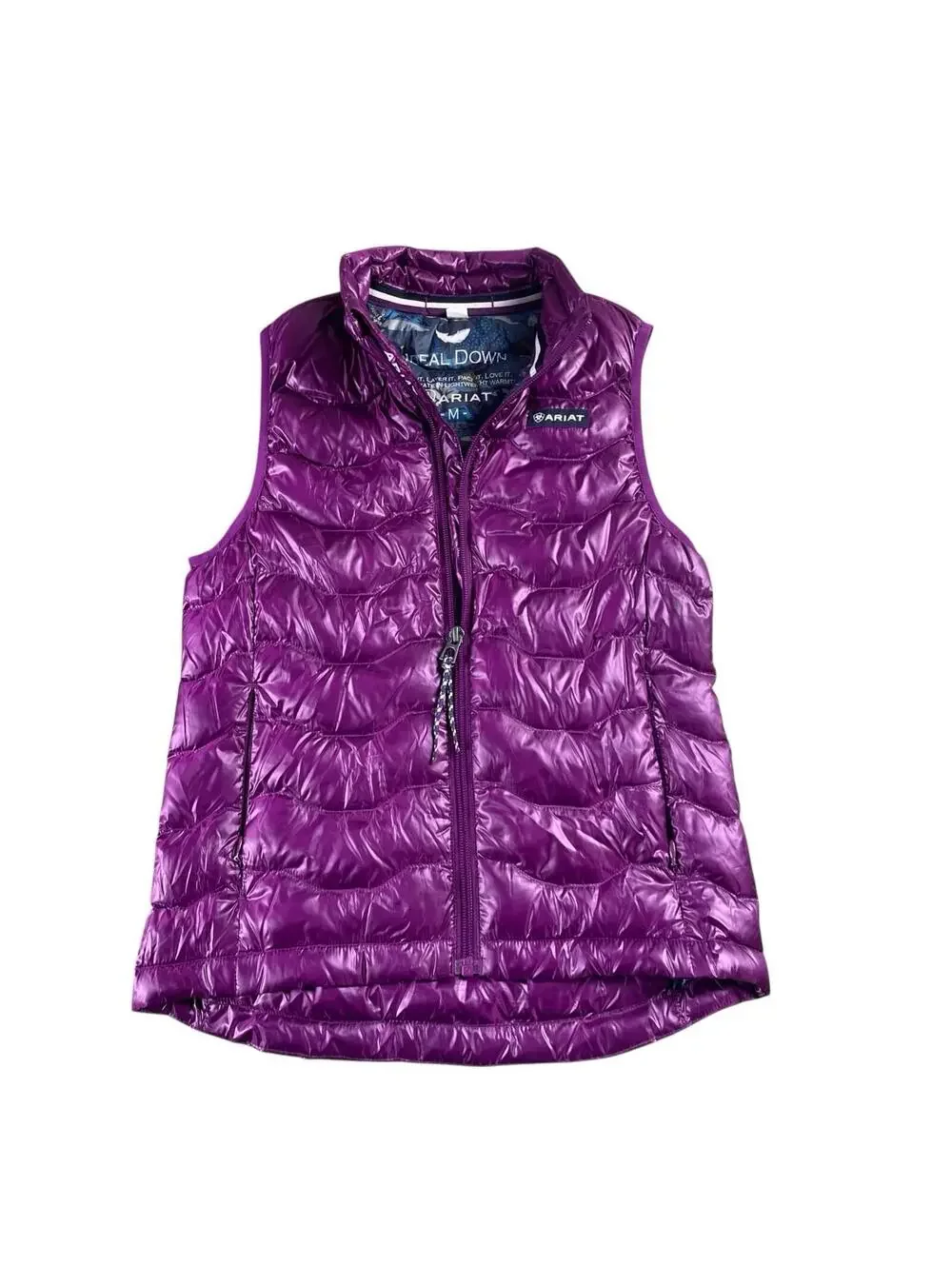 Ariat Ideal Down Puffer Vest Jacket Girl's M Plum Purple Packable Equestrian